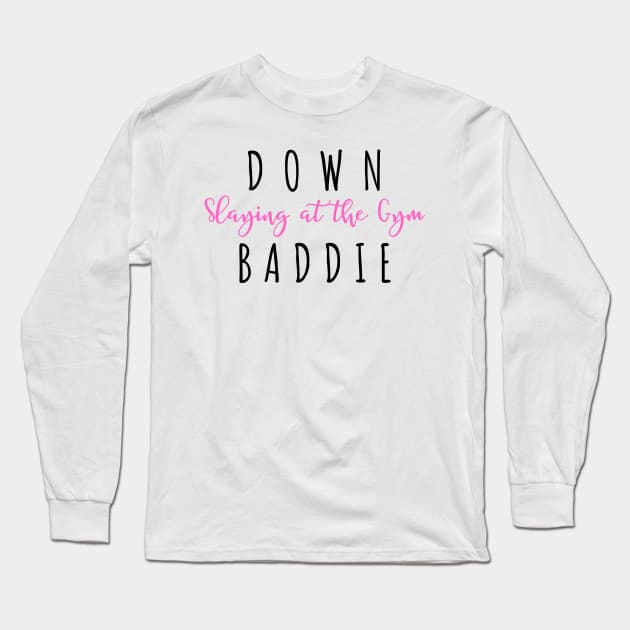 Down Baddie Slaying At The Gym Swiftie Fans TTPD Long Sleeve T-Shirt by Little Duck Designs